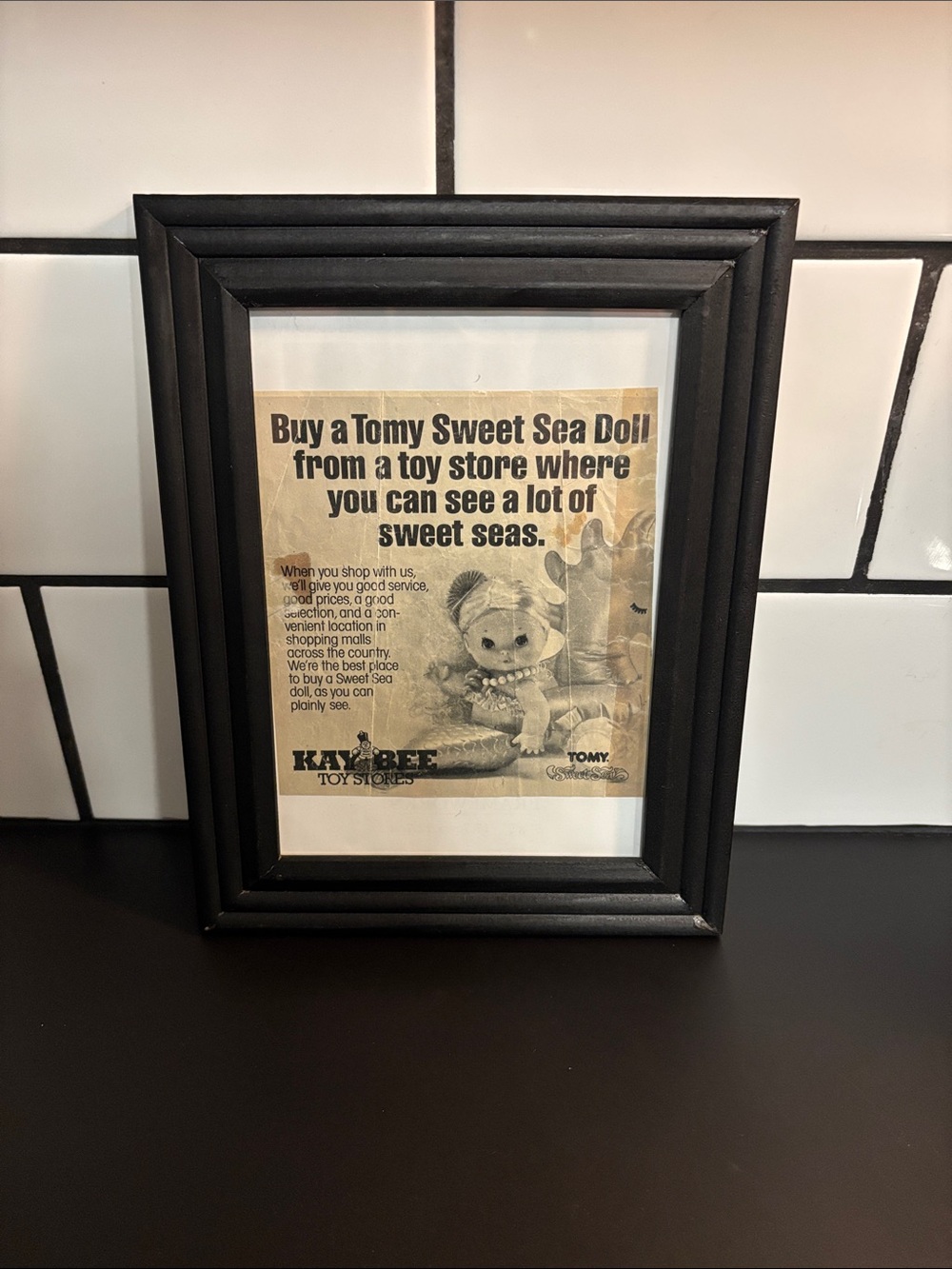 Vintage 1985 Tomy Sweet Sea Doll /Kay Bee Toy Store x Tomy Framed Ad Print